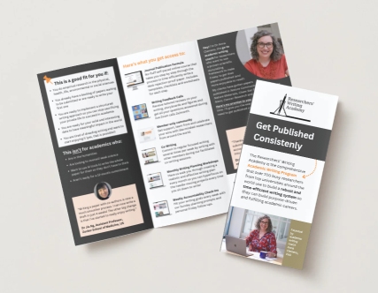 Brochure of the academic writing program, the Researchers' Writing Academy