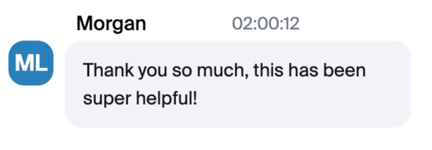 Screenshot of a comment from live webinar